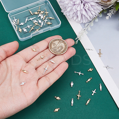 48Pcs 6 Styles Brass Connector Charms KK-BC0014-50-1