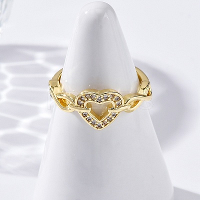 Adjustable Brass Micro Pave Clear Cubic Zirconia Rings for Women RJEW-U043-05G-1