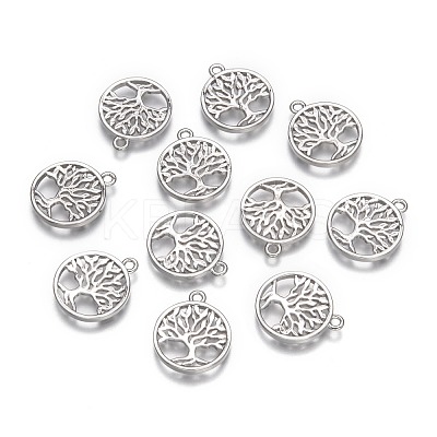 Eco-Friendly Rack Plating Brass Tree of Life Pendants X-KK-I606-42P-NR-1