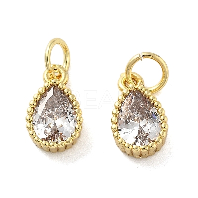 Brass Micro Pave Cubic Zirconia Charms KK-C092-09G-1