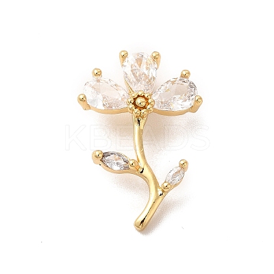 Rack Plating Brass Micro Pave  Cubic Zirconia Pendants KK-B068-23G-1