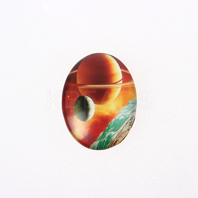 Starry Sky Printed Glass Oval Cabochons GGLA-N003-18x25-D-1