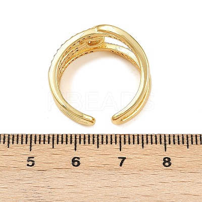 Brass Micro Pave Cubic Zirconia Cuff Rings for Women RJEW-C140-09G-1