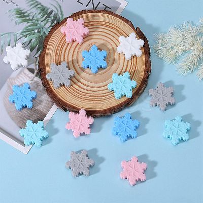 20Pcs 5 Colors Snowflake Food Grade Eco-Friendly Silicone Focal Beads SIL-SZ0001-21-1