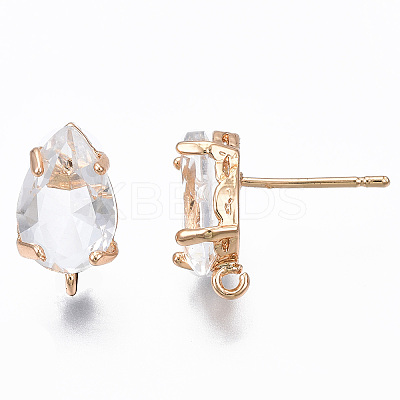 Transparent Brass Stud Earring Findings KK-S365-005-A01-1