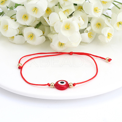 Flat Round with Evil Eye  Braided Bead Bracelets WG2D48B-01-1
