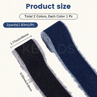 2 Rolls 2 Colors Polycotton Frayed Ribbon OCOR-CY0001-22B-1