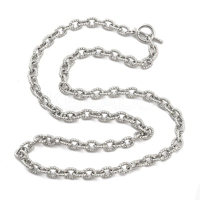 Brass Twisted Cable Chain Necklaces with OT Clasps for Men Women NJEW-G160-11P-1