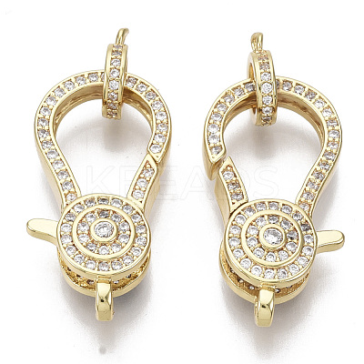 Brass Micro Pave Clear Cubic Zirconia Lobster Claw Clasps ZIRC-S066-025-NF-1