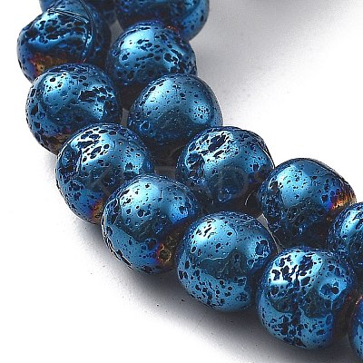 Electroplated Natural Lava Rock Beads Strands G-A251-B01-01E-1