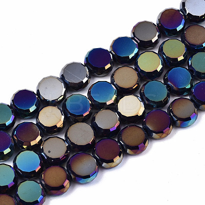 Electroplate Opaque Solid Color Glass Beads Strands EGLA-T020-07-1