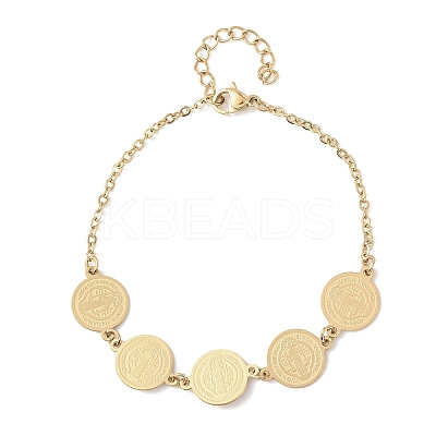 Religion 304 Stainless Steel Link Bracelets for Women BJEW-F524-03G-1