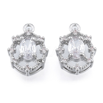 Brass Micro Pave Clear Cubic Zirconia Charms KK-N216-562P-1
