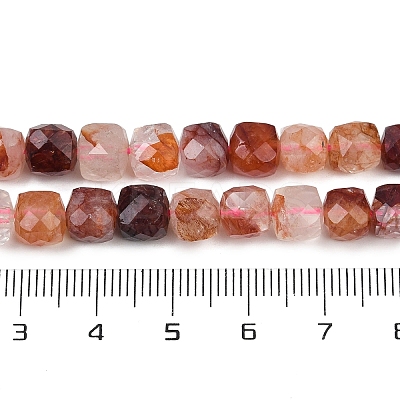 Natural Red Hematoid Quartz/Ferruginous Quartz Beads Strands G-H078-C44-6mm-1