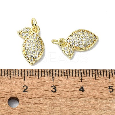 Rack Plating Brass Micro Pave Clear Cubic Zirconia Pendants KK-R157-08G-1