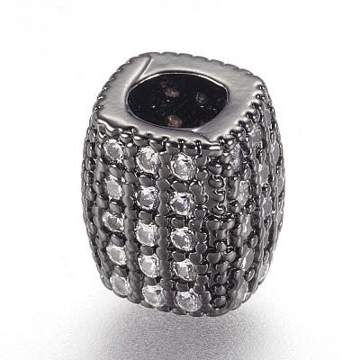 Brass Micro Pave Cubic Zirconia Beads ZIRC-F062-14B-1