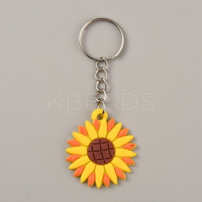 Cute Sunflower Keychain KEYC-WH0029-60-1