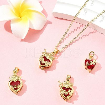 4Pcs 4 Styles Brass & Glass Pendants KK-FS0001-83-1