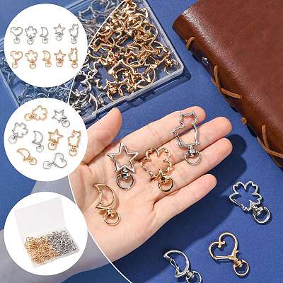 40Pcs 10 Styles Alloy Swivel Snap Hook Clasps FIND-FS0004-74-1