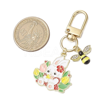 Rabbit Bees Alloy Enamel Pendant Decorations HJEW-JM02701-01-1