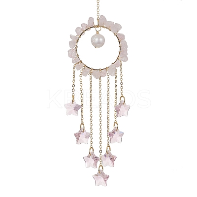 Glass Star Pendant Decorations HJEW-JM01247-03-1