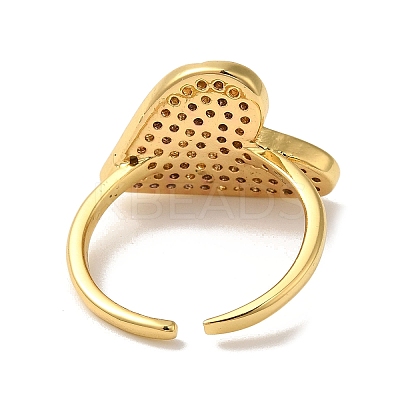 Brass Micro Pave Cubic Zirconia Open Cuff Rings for Women RJEW-G325-01D-G-1