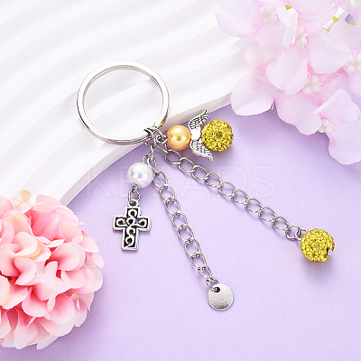 Glass Pearl & Alloy Keychian KEYC-YW00155-07-1