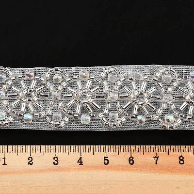 Polyester Flower Lace Trims OCOR-A007-15-1