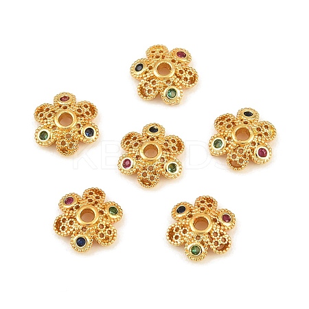 Brass Micro Pave Cubic Zirconia Bead Caps CU-CBA6A75-33G-1