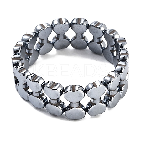 Terahertz Stone Heart Beaded Double Layer Stretch Bracelets for Women Men G-P545-D01-P-1
