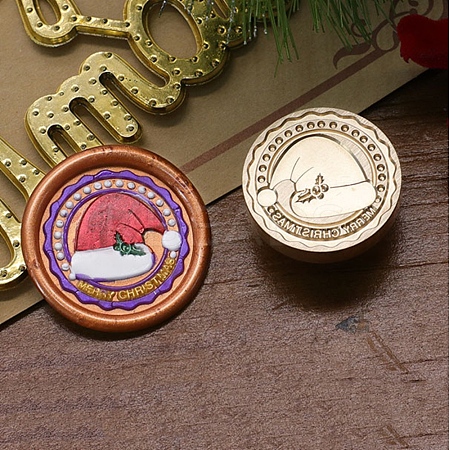Christmas Series Wax Seal Brass Stamp Head AJEW-M037-01G-27-1