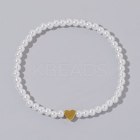 Heart Fashionable Imitation Pearl Bead Stretch Bracelets for Women BC8772-3-1