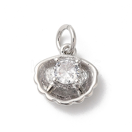 Rack Plating Brass Clear Cubic Zirconia Charms KK-Z056-29P-1