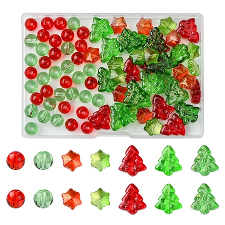 80Pcs 7 Styles Transparent Glass Beads Strands EGLA-FS0001-45-1