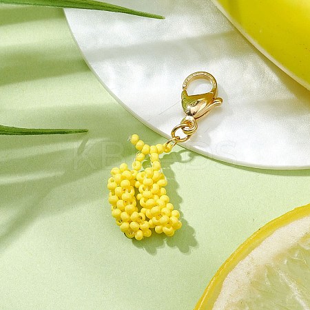 Glass Seed Beaded Banana Pendant Decoration HJEW-MZ00144-1