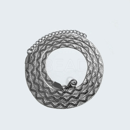 Non-Tarnish 304 Stainless Steel Herringbone Chain Necklaces LS-NJEW-P282-03P-1