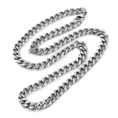 Non-Tarnish 304 Stainless Steel Cuban Link Chain Necklace for Men Women NJEW-C013-01P-1
