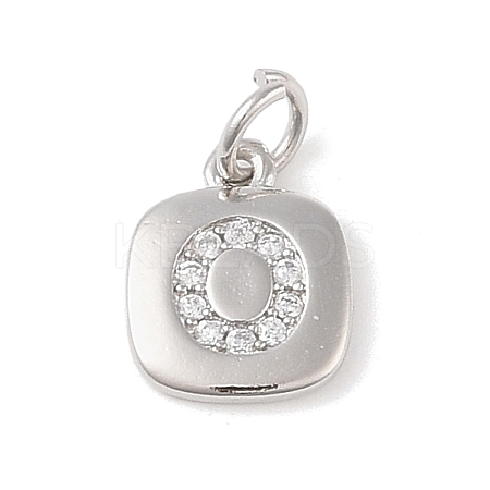 Rack Plating Brass Micro Pave CLear Cubic Zirconia Charms KK-E110-14P-O-1