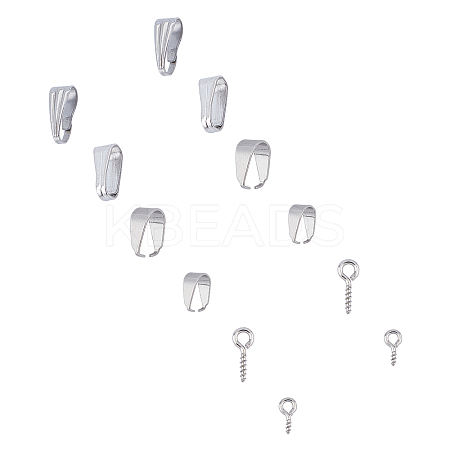 304 Stainless Steel Snap On Bails & Screw Eye Pin Peg Bails Sets STAS-UN0010-77P-1
