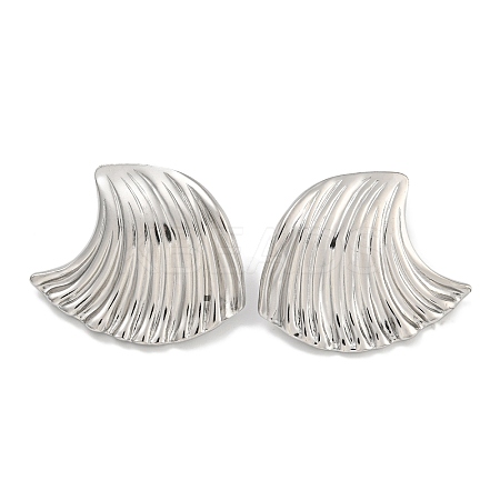 304 Stainless Steel Ocean Wave Stud Earrings for Women EJEW-U022-01P-1