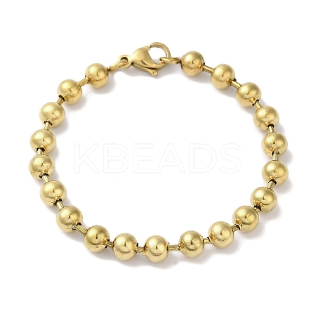 IP Plating(IP) 304 Stainless Steel Beads Ball Chain Bracelets for Women BJEW-B092-02A-G-1