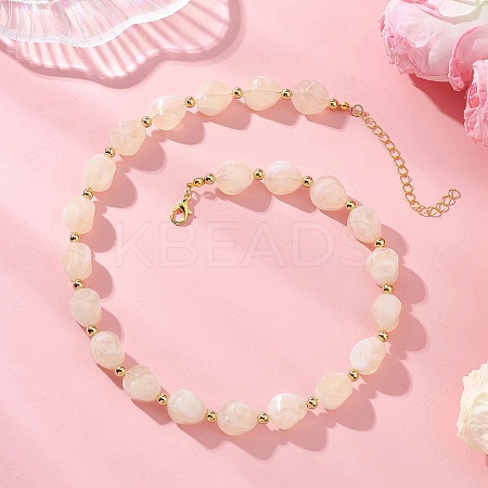 Two Tone Acrylic Twist Beaded Necklaces NJEW-JN05840-01-1