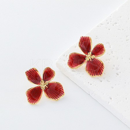 304 Stainless Steel Enamel Stud Earrings for Women MC3518-5-1