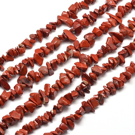 Natural Red Jasper Chip Bead Strands G-M205-27-1