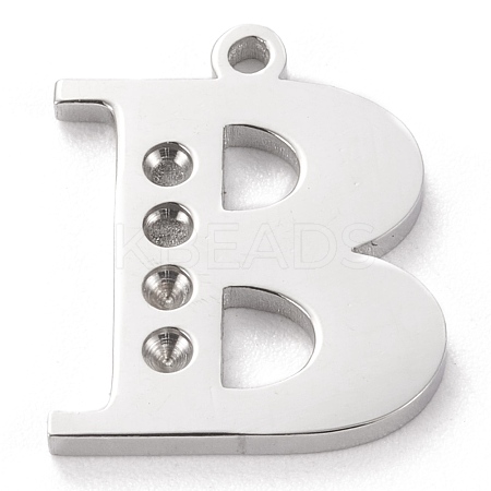 Tarnish Resistant 304 Stainless Steel Letter Pendant Rhinestone Settings X-STAS-J028-01B-1