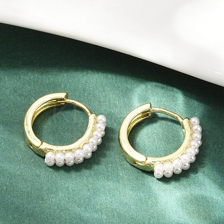 Brass ABS Imitation Pearl Hoop Earrings EJEW-M082-04G-1