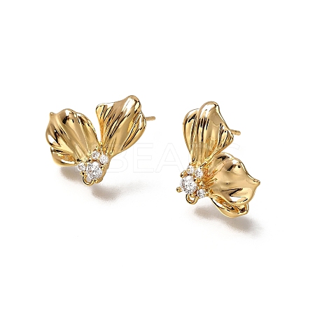 Butterfly Brass Micro Pave Cubic Zirconia Stud Earring Findings KK-B152-03G-1