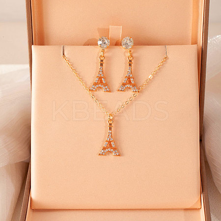 Alloy Rhinestone Pendant Necklaces & Dangle Earrings Sets for Women FS-WGD52C4-10-1