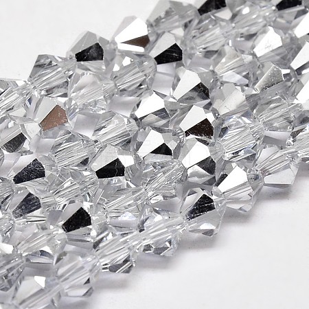 Imitate Austrian Crystal Electroplate Bicone Glass Faceted Bead Strands LS-GLAA-F029-4x4mm-B01-1