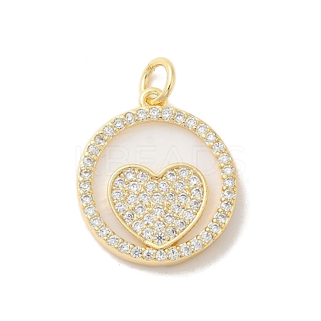 Brass Micro Pave Clear Cubic Zirconia Pendants KK-Z073-23G-1
